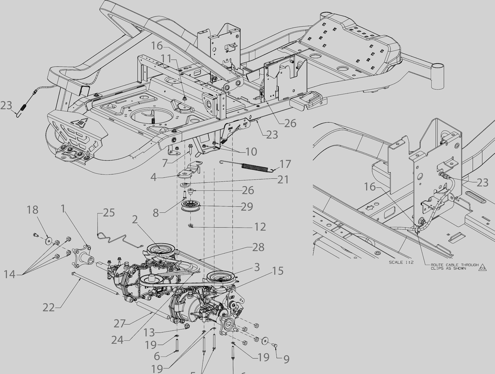 Drive Diagram and Parts List for ZT1-46KH (17CNA10)(2022) Cub Cadet Lawn Tractor